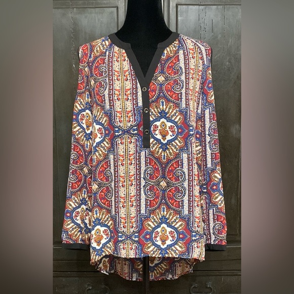 Faded Glory red/blue OS open shoulder blouse M - Picture 1 of 10